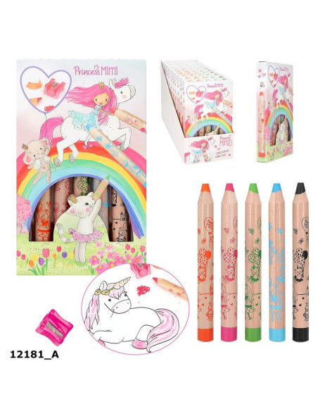 Princess Mimi Crayons de couleur avec taille-crayon