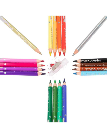 Topmodel set de 18 crayons de couleur avec taille-crayon