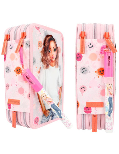 Topmodel trousse 3 compartiments avec stylo happy together