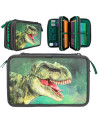 Dino World Trousse à crayons 3 compartiments Vert Avec effet 3D