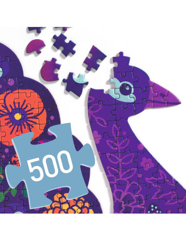 Puzz'art - peacock - 500 pcs - djeco