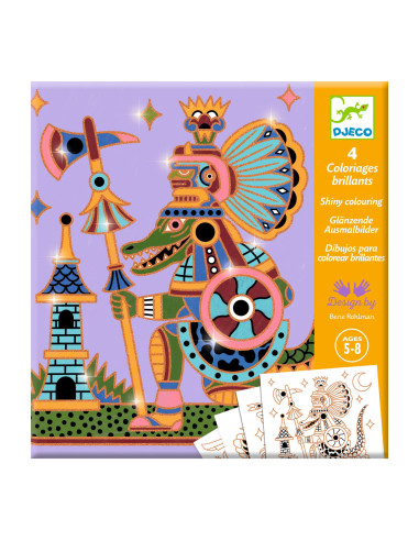 Coloriages brillants - animaux guerriers - djeco