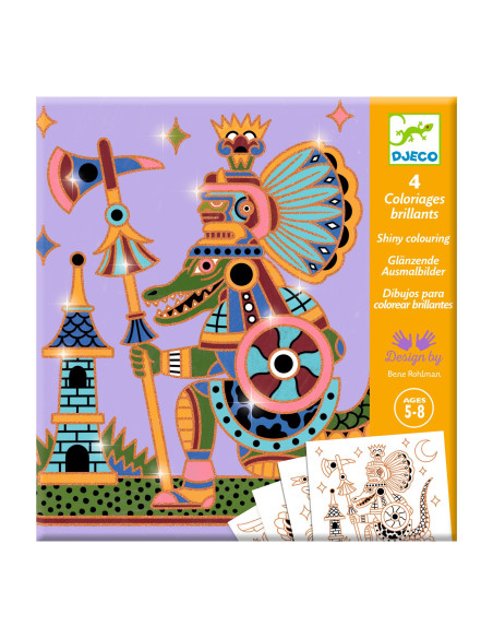 Coloriages brillants - animaux guerriers - djeco