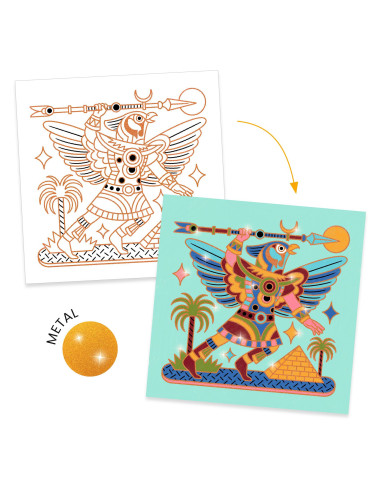 Coloriages brillants - animaux guerriers - djeco