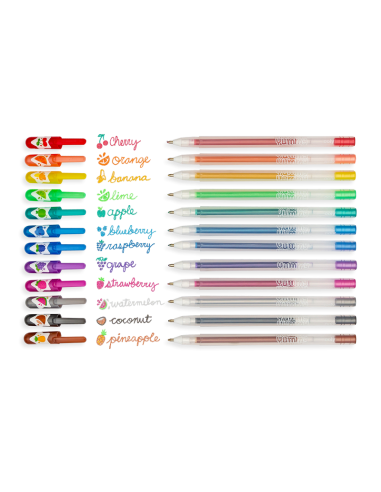 12 stylos gel pailletés et parfumés "yummy" - ooly