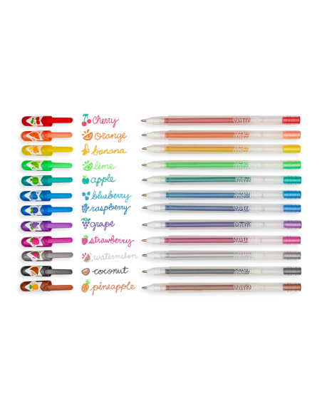 12 stylos gel pailletés et parfumés "yummy" - ooly