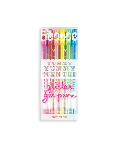 12 stylos gel pailletés et parfumés "yummy" - ooly