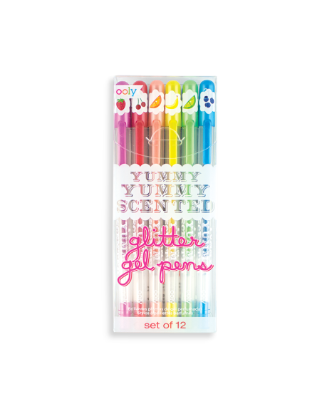 12 stylos gel pailletés et parfumés "yummy" - ooly