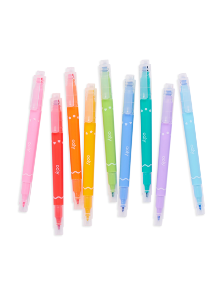 9 marqueurs double pointe confetti - ooly