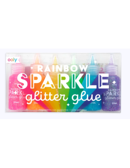 6 tubes de colles scintillantes arc en ciel - ooly