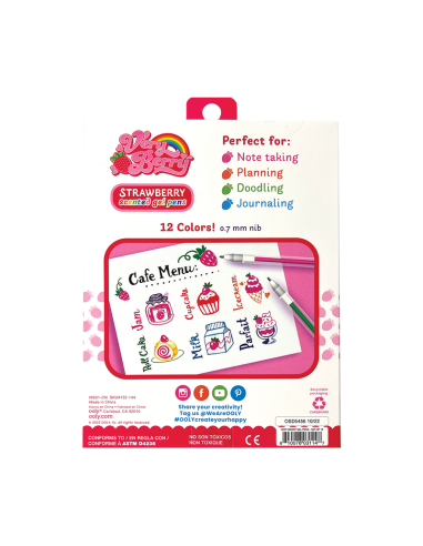 12 stylos gel parfumes a la fraise - ooly