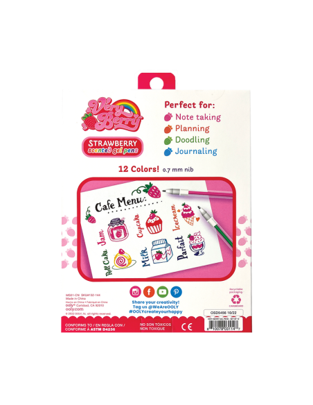 12 stylos gel parfumes a la fraise - ooly