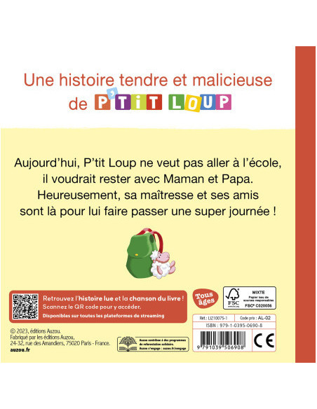 P'tit loup ne veut pas aller à l'école