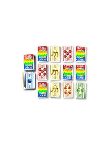 Partie de Skyjo Junior en famille - Disposition des cartes en 3 colonnes de 4 cartes