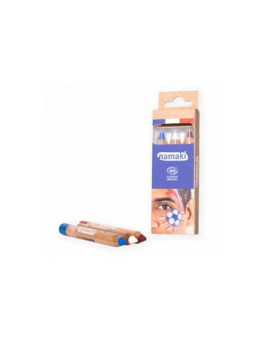 Kit supporter 3 crayons de maquillage Bleu-Blanc-Rouge