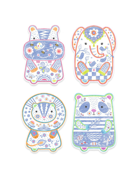 Coloriages a reveler - animaux sauvages - djeco