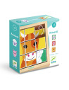 9 cubes puzzle bois - animoroll - djeco