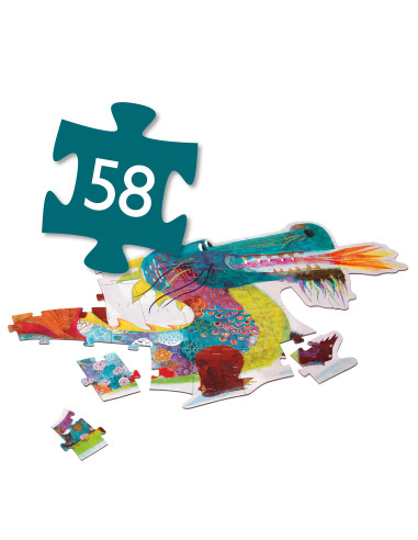 Puzzle geant - léon le dragon 58 pcs - djeco