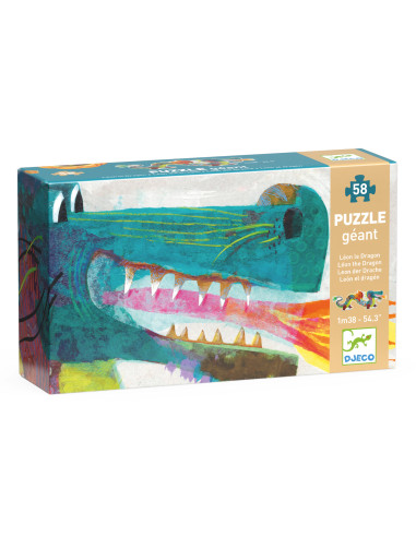 Puzzle geant - léon le dragon 58 pcs - djeco