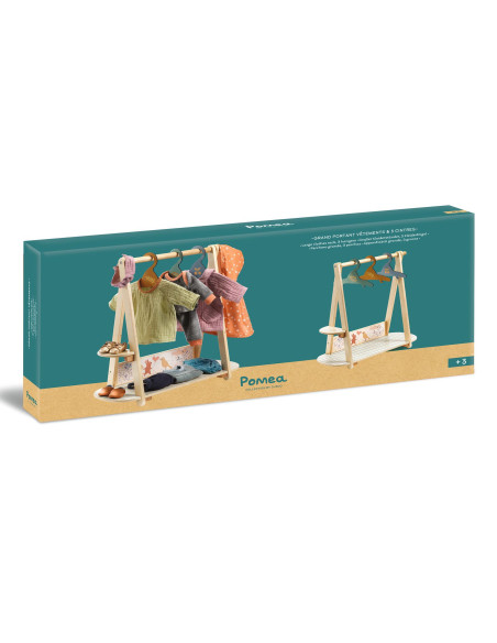Rangement - grand portant vêtements, 3 cintres - pomea djeco