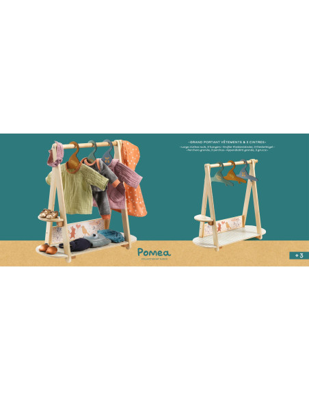 Rangement - grand portant vêtements, 3 cintres - pomea djeco