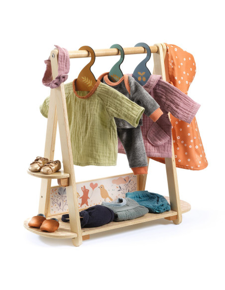 Rangement - grand portant vêtements, 3 cintres - pomea djeco