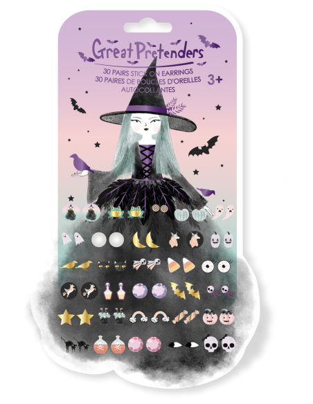 Boucles d'oreilles autocollantes sorcieres halloween