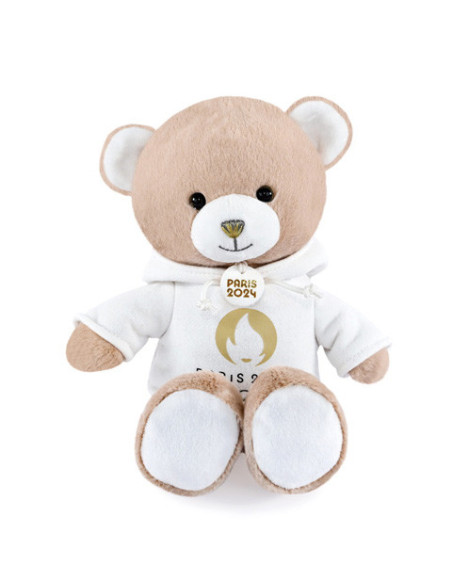 Ours jo paris 2024 - ours beige sweat à capuche blanc 