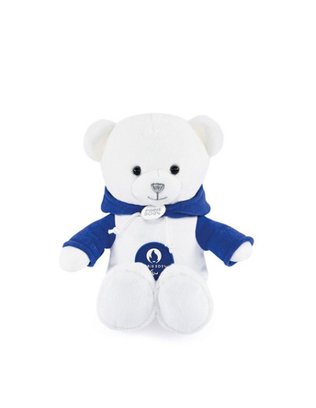 Ours jo paris 2024 - ours blanc sweat à capuche bleu