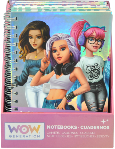 Carnet a5 couverture cartonnée et stickers - wow generation