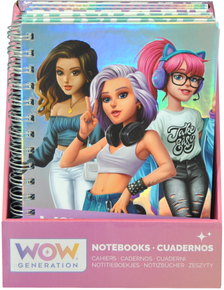 Carnet a5 couverture cartonnée et stickers - wow generation