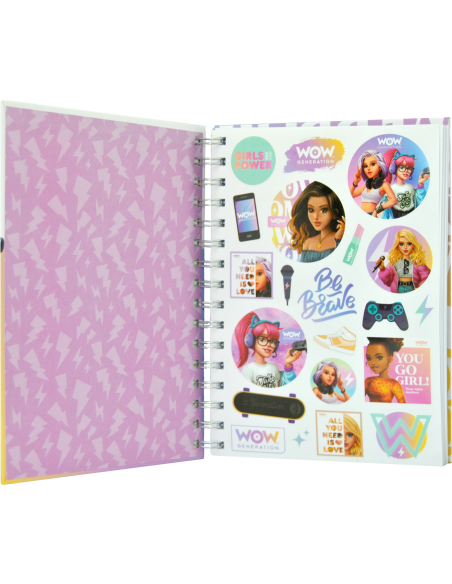 Carnet a5 couverture cartonnée et stickers - wow generation