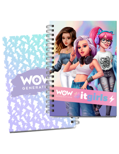 Carnet a5 couverture cartonnée et stickers - wow generation