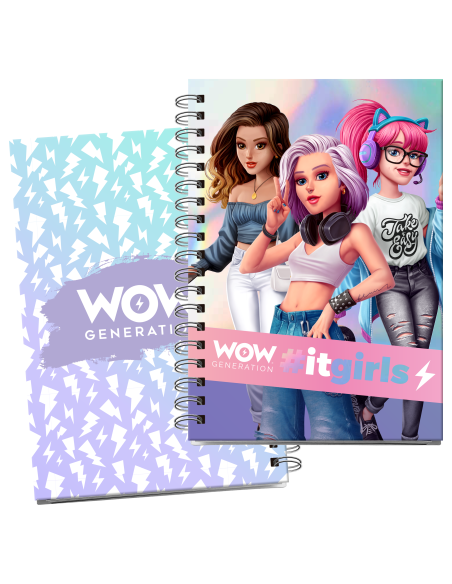 Carnet a5 couverture cartonnée et stickers - wow generation