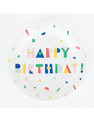 8 assiettes happy birthday - my little day