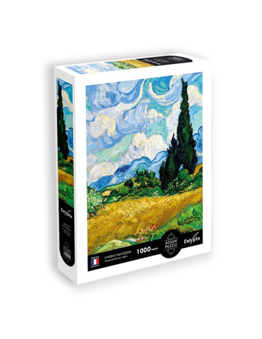 Puzzle 1000 p champ de blé avec cyprès - vincent van gogh
