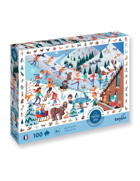 Puzzle 100 pièces " Cherche et trouve " - Sports d'Hiver