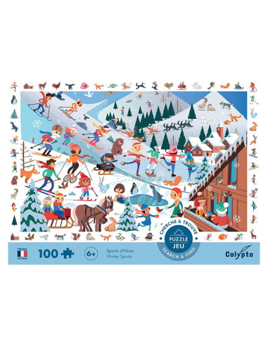 Puzzle 100 pièces " Cherche et trouve " - Sports d'Hiver