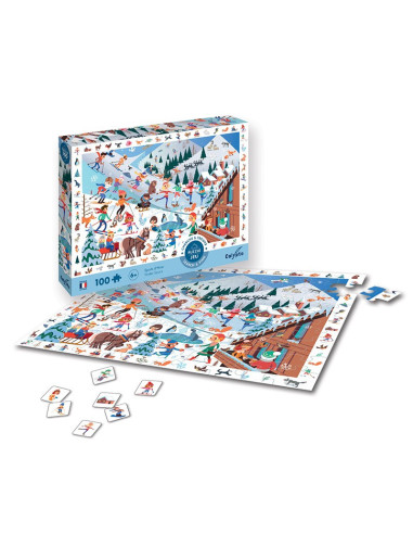 Puzzle 100 pièces " Cherche et trouve " - Sports d'Hiver