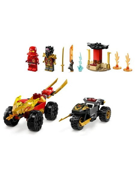 Le combat en voiture et en moto de kai et ras - lego® ninjago® - 71789