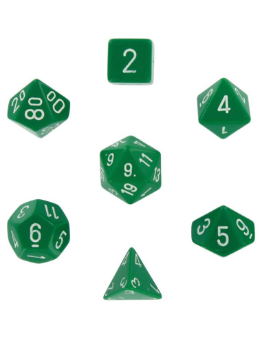 Chessex - set de 7 des opaque - vert/blanc