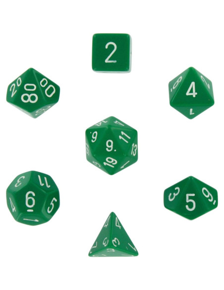 Chessex - set de 7 des opaque - vert/blanc