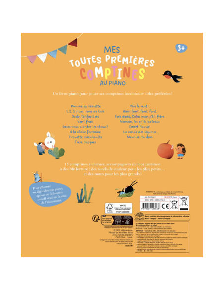 Mon livre piano - mes toutes premières comptines au piano