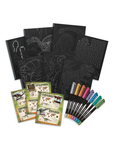 Dinosart - carnet de coloriages a pages noires