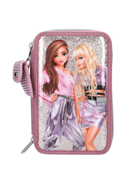 Topmodel trousse à crayons triple avec paillettes glitter queen