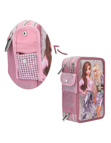 Topmodel trousse à crayons triple avec paillettes glitter queen