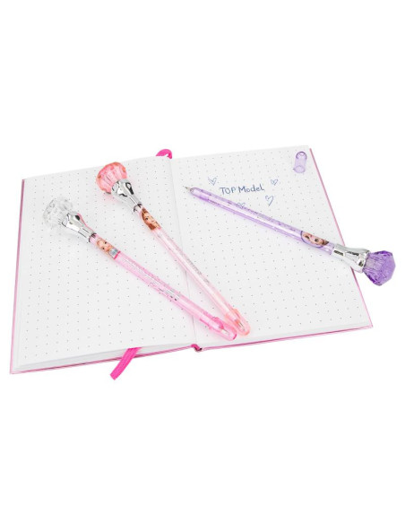 Topmodel stylo à bille avec lumière glitter queen
