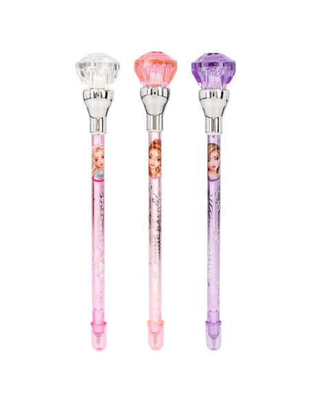 Topmodel stylo à bille avec lumière glitter queen