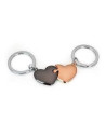 PORTE-CLES DUO DE COEURS NOIR ET ROSE GOLD