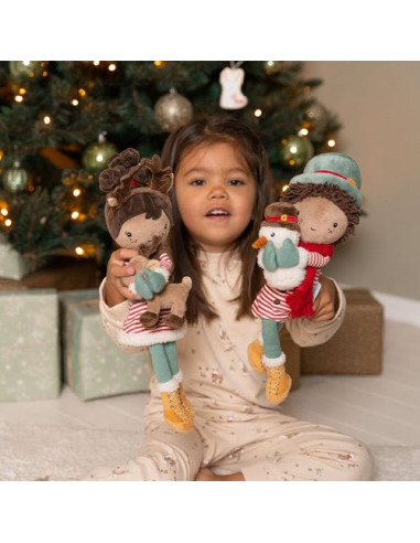 Poupée de Noël Evi avec renne 35 cm : duo magique
